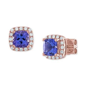 Macy's | Tanzanite (1 ct t.w.) & Diamond (1/6 ct. t.w.) Halo Stud Earrings in 14k Rose Gold,商家Macy's,价格¥5075