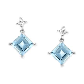 商品Macy's | Aquamarine (5 ct. t.w.) & Diamond (1/6 ct. t.w.) Drop Earrings in 14k White Gold,商家Macy's,价格¥38026图片