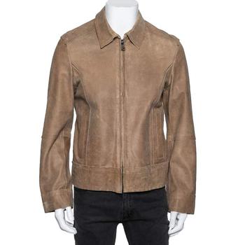 推荐D&G Vintage Light Brown Leather Zip Front Jacket XL商品