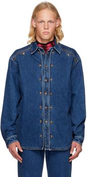商品Y/Project | Navy Button Panel Denim Shirt,商家SSENSE,价格¥2047图片