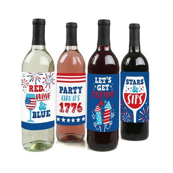 商品Big Dot of Happiness | Firecracker 4th of July - Red, White and Royal Blue Party Decorations for Women and Men - Wine Bottle Label Stickers - Set of 4,商家Macy's,价格¥72图片