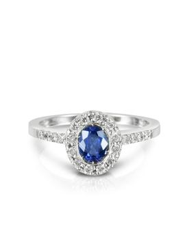 推荐蓝宝石和钻石18K白金戒指商品