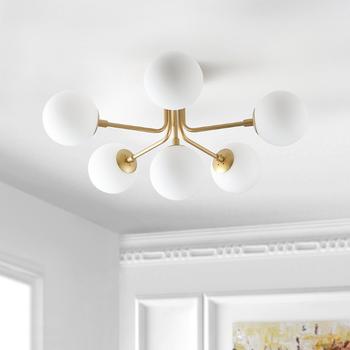 商品JONATHAN Y | Olivier Parisian 24" 6-Light Globe Modern Industrial Iron Bistro LED Semi Flush Mount,商家Premium Outlets,价格¥1367图片