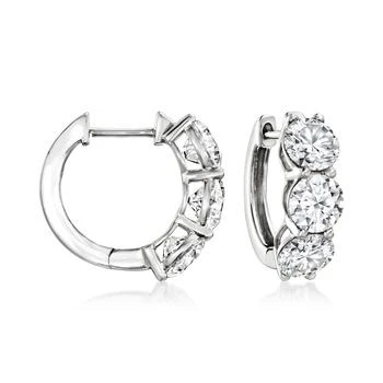 Ross-Simons | Ross-Simons Lab-Grown Diamond Huggie Hoop Earrings in 14kt White Gold 8.3折, 独家减免邮费