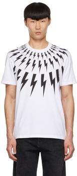 Neil Barrett | White Fair Isle Thunderbolt T-Shirt商品图片,3.1折