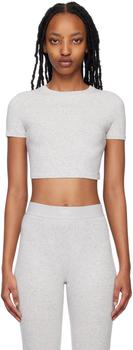 SKIMS | Gray Cotton Jersey Super Cropped T-Shirt商品图片,独家减免邮费