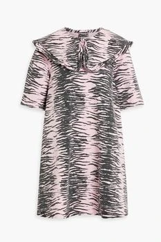 推荐Ruffle-trimmed tiger-print denim mini dress商品