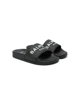 Balmain | Black Slippers With Logo,商家Italist,价格¥1175
