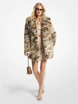 推荐Metallic Tiger Jacquard Faux Fur Coat商品