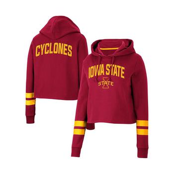 Colosseum | Women's Cardinal Iowa State Cyclones Throwback Stripe Cropped Pullover Hoodie商品图片,