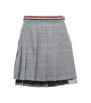 Thom Browne | Pleated flannel miniskirt商品图片,