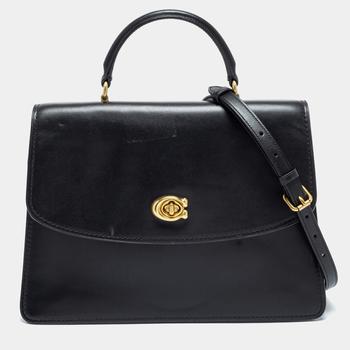 coach山茶花男包, Coach | Coach Black Leather Parker Top Handle Bag商品图片 8.5折
