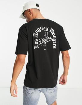 New Era | New Era LA Dodgers old english backprint t-shirt in black商品图片,