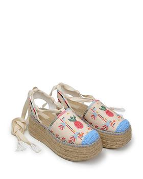 推荐Women's White Paradise Bead Embellished Espadrille Platform Shoes商品