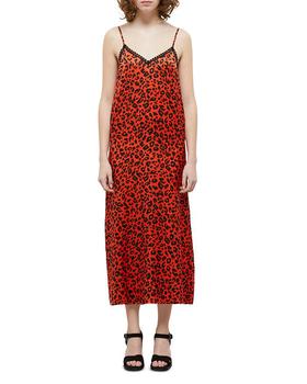 商品Leopard Print Satin Slip Midi Dress图片