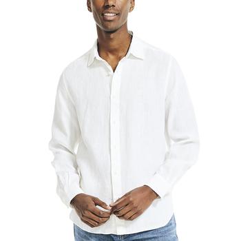 Nautica | Men's Classic-Fit Long-Sleeve Button-Up Solid Linen Shirt商品图片,7.9折×额外8折, 额外八折