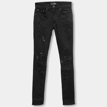 推荐Amiri Black Denim Distressed Skinny Jeans S商品