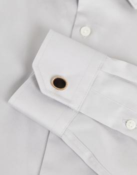 商品ASOS DESIGN wedding oval cufflinks with vintage edge design in black and gold图片