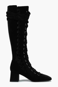 推荐Lace-up velvet knee boots商品