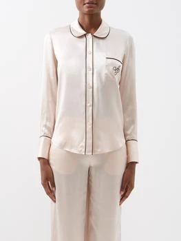 L'Agent by Agent Provocateur | Logo-embroidered silk-satin pyjama top 