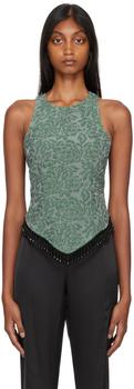 ganni floral pleated shirtdress, Ganni | Green Floral Jacquard Tank Top商品图片 额外8.5折, 额外八五折