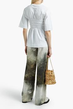 Ganni | Shirred organic cotton-jersey T-shirt商品图片,4.4折×额外7.5折, 额外七五折