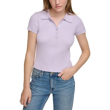 商品Women's Ribbed Quarter-Button Polo Shirt图片