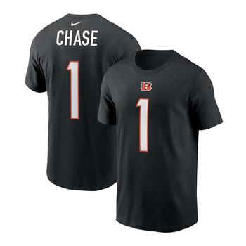 推荐Men's Ja'Marr Chase Black Cincinnati Bengals 2021 NFL Draft First Round Pick Player Name and Number T-shirt商品