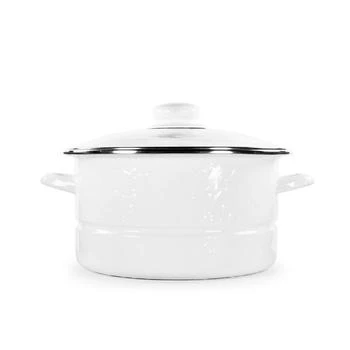Solid White Enamelware Collection 6 Quart Stock Pot