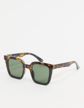 ASOS | ASOS DESIGN frame square sunglasses with tort blocking - BROWN商品图片,8.1折