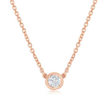 Diamond Bezel-Set Solitaire Pendant Necklace (1/6 ct. t.w.) in 14k Yellow or Rose Gold, 16" + 2" extender product img