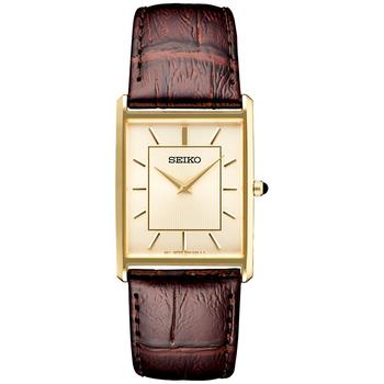 精工男表正品, Seiko | Men's Essentials Brown Leather Strap Watch 29mm商品图片 9折