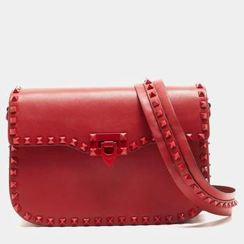推荐Valentino Red Leather Rockstud Flap Shoulder Bag商品
