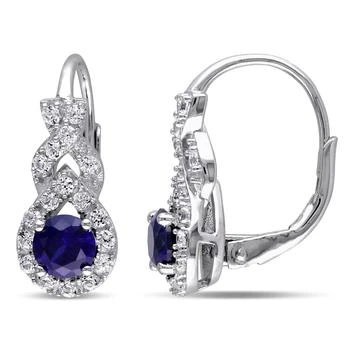 Mimi & Max | 1 7/8 CT TGW Created Blue and White Sapphire Twist Leverback Earrings in Sterling Silver,商家Premium Outlets,价格¥400