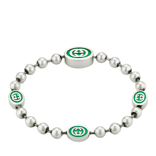 转运珠多少钱, Gucci | GUCCI/古驰 22春夏新款 银色925纯银珠链饰绿色珐琅互扣式双G徽标链式手链 701609J84108414商品图片 额外9.5折, 包邮包税, 额外九五折