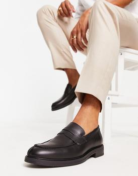 推荐Selected Homme leather loafer in black商品
