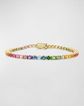 商品14k Gold Rainbow Ombre Kaleidoscope Tennis Bracelet图片