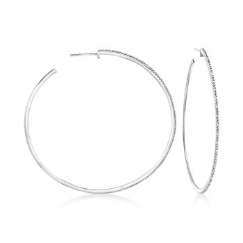 商品Ross-Simons Diamond Hoop Earrings in Sterling Silver图片