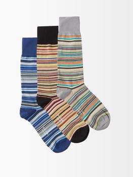 Paul Smith | Pack of three Signature stripe cotton-blend socks商品图片,