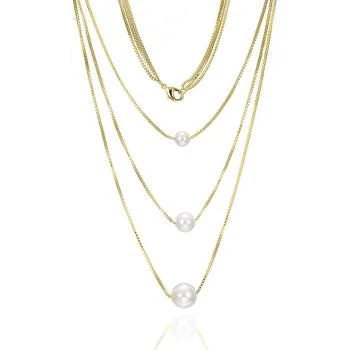 Triple Imitation Pearl Pendant Chain Necklace