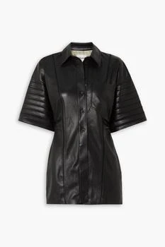 Nanushka | Taya lattice-trimmed pleated vegan leather shirt,商家折扣挖宝区,价格¥701