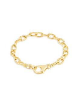 商品Lex 14K Goldplated & Cubic Zirconia Oval Link Chain Bracelet图片