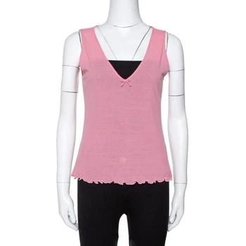 推荐Gucci Pink Cotton Knit Bow Detail Sleeveless Top M商品