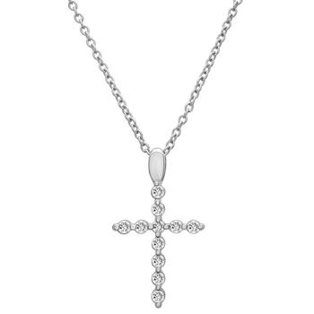 Macy's | Diamond Cross Pendant Necklace (1/6 ct. t.w.) in Platinum, 18" + 2" extender, Created for Macy's商品图片,独家减免邮费