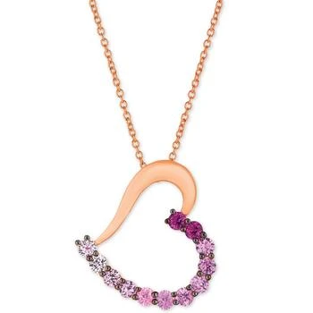 Le Vian | Strawberry Layer Cake Multi-Gemstone Ombré Heart 18" Pendant Necklace in 14k Rose Gold,商家Macy's,价格¥13011