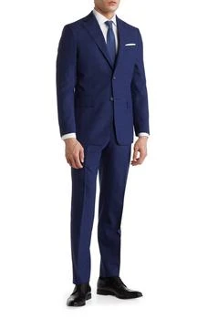 推荐Plaid Two Button Notch Lapel Trim Fit Wool Blend Suit商品