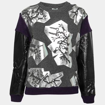 推荐Kenzo Grey Monster Foil Print Multi Fabric Sweatshirt S商品
