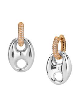 Gabi Rielle好不好, Gabi Rielle | Love Is Love 14K Gold Vermeil, Sterling Silver & Cubic Zirconia Mini Hoop Mariner Earrings商品图片 6折