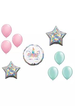 商品LOONBALLOON | LOONBALLOON Unicorn Theme Balloon Set, Unicorn Party Holographic Balloon, 2x Star foil and 6x latex balloons,商家Belk,价格¥150图片