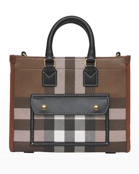 burberry托特包, Burberry | Freya E-Canvas Check Tote Bag商品图片 